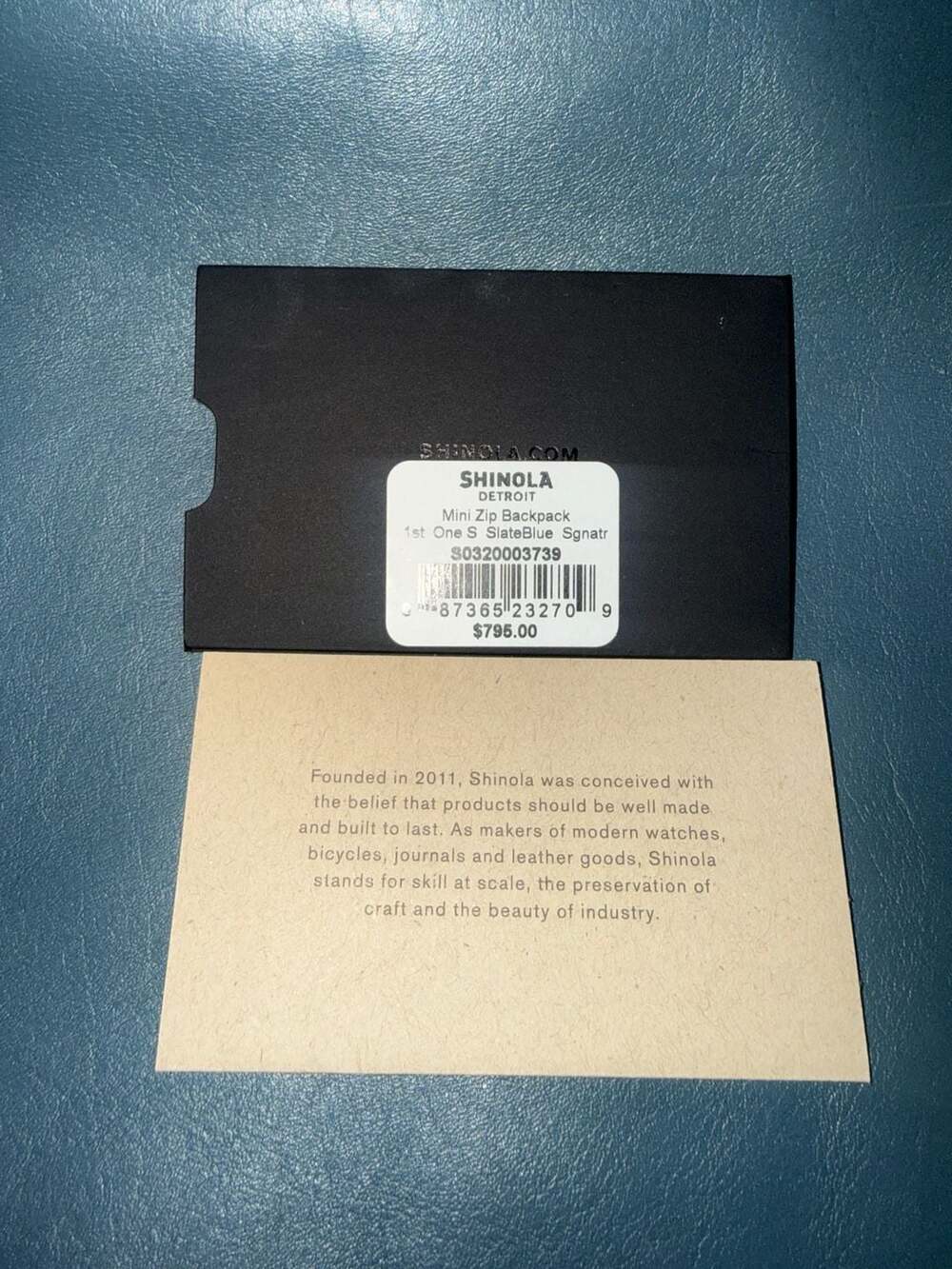 Shinola Mini Zip Backpack Slate Blue Leather Detroit Made $795 Retail - Picture 7 of 14